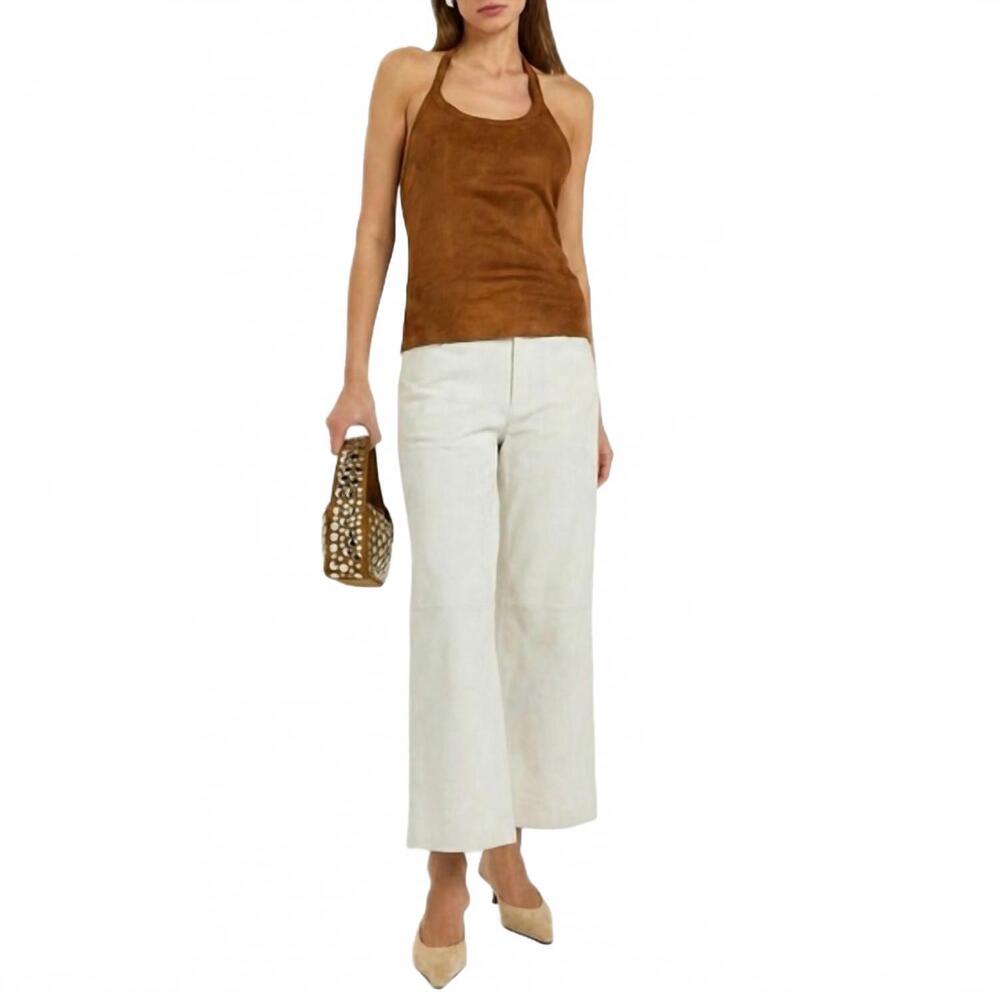 NEW STOULS lilou lamb leather wide leg pants in white